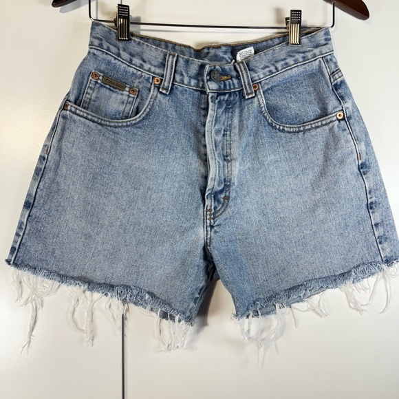 Calvin Klein Shorts VTG 90s Light Blue Wash Classic Fit Button Fly Made USA 7 - Picture 3 of 12